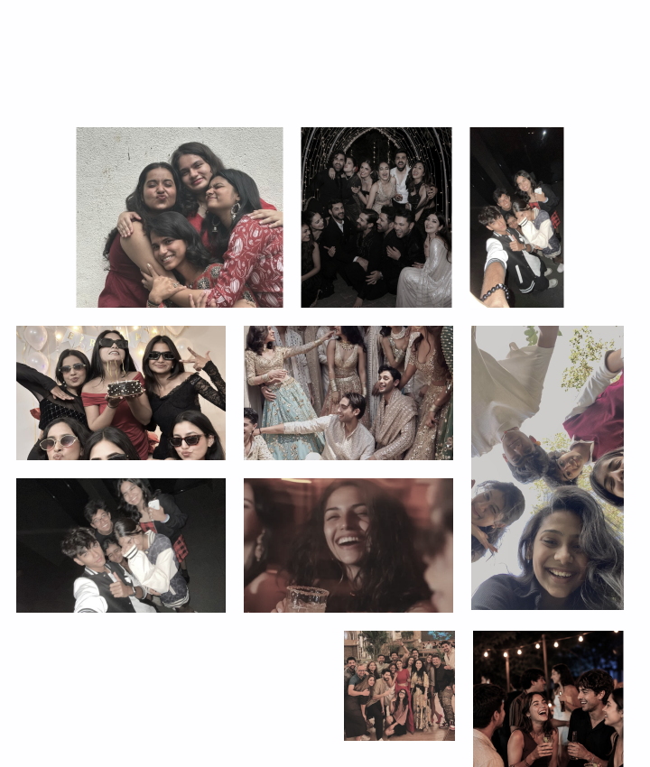 A collage of candid group photos from celebrations.